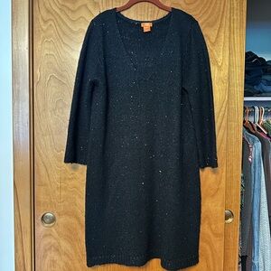 Joe Fresh Black Long Sleeve Crew Neck Sweater Dress